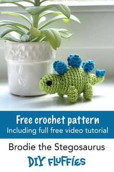 Crochet your own adorable dinosaur plush toy with this free Amigurumi pattern! Perfect for beginners and crochet lovers, this step-by-step guide will help you create a prehistoric pal. Visit DIY Fluffies for the full free pattern and start your crochet adventure today!