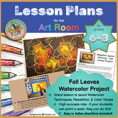 lesson plans for the art room with watercolor projects and coloring sheets to teach how to paint