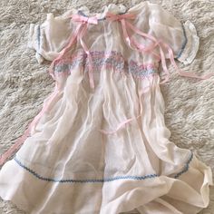 Antique Dress Hand Made Hachi White Dress, Vintage Blue Cotton Mini Dress, Blue Vintage Cotton Nightgown, Vintage Cream Nightgown, Pink Sheer Vintage Nightgown, Antique Dress, Make Color, White Silver, Kids' Dresses