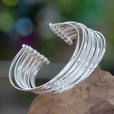 Sterling Silver Cuff Bracelet - Concentric | NOVICA Unity In Diversity, Floral Bracelet, Filigree Earrings, Sterling Silver Filigree, Sterling Silver Cuff Bracelet, Silver Work, Sterling Silver Cuff, Jewelry Online Shopping, Silver Cuff Bracelet