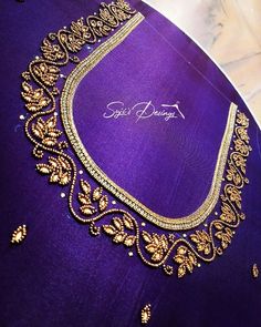 Tikli Work Blouse Design, Arie Work Blouse Design, Basic Aari Work Blouse Design, Aari Work Border Designs, Leaf Design Aari Work Blouse, Simple Aariwork Blouse, Trendy Aari Work Blouse Designs, Simple Latest Maggam Work Designs