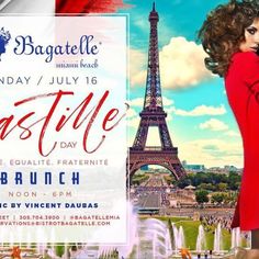 the poster for bastille brunch in front of the eiffel tower