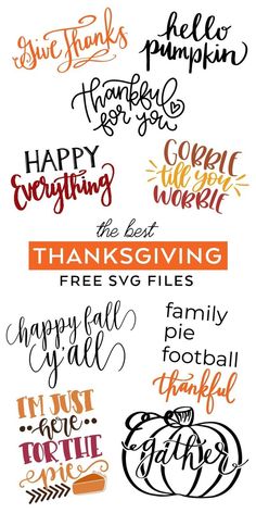 the thanksgiving lettering styles are in different colors