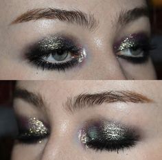 Grunge New Years Makeup, Indie Sleeze Eye Makeup, Prom Dark Makeup, Grunge Sparkle Makeup, Makeup By Mario Master Metallics Looks, 80s Alternative Makeup, 80s Smokey Eye, Messy 90s Grunge Makeup, Smoky Silver Eye Makeup