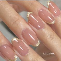 Acrylic Nails Almond Shape, Pretty Nail Art Designs, Sparkle Nails, Kawaii Nails, Neutral Nails, Bridal Nails