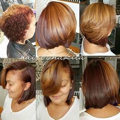 Voice Of Hair — |TRANSFORMATION TUESDAY| Love this #bobcut ✂️ and... High Low Bob Haircut, Low Bob Haircut, Blonde And Black Bob, High Low Bob, Colored Hairstyles, Natural Hair Haircuts, Natural Hair Blowout, Highlight Ideas, Bob Cuts