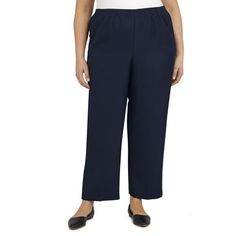 Our signature fit pant is tailored in a textured, easy care fabric with an all-around elastic comfort waistband and trouser pockets. Size: 18W.  Color: Blue.  Gender: female.  Age Group: adult.  Pattern: solid. High Rise Office, Pants Collection, Short Pant, Trouser Pocket, Lace Pants, Plus Size Pants, Alfred Dunner, Blue Gender, Free Fabric