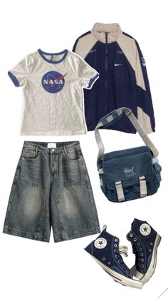 #blue #oceancore #marineblue Oceancore Outfit, Fire Clothes, Street Style Outfits Casual, Silly Clothes, 90s Inspired Outfits, Star Clothing, Pieces Of Clothing, Mens Casual Dress Outfits, Outfit Inspo Casual