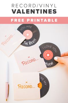 record vinyl valentine's cards with free printables to make them special for the love of your life