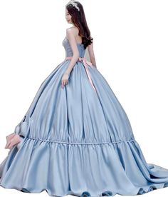 Princess Dress Blue, Blue Satin, Dress Blue, Princess Dress, Evening Gown, Evening Gowns, Blue Dresses, A Line, Satin