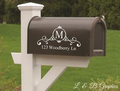 a mailbox with the letter m on it