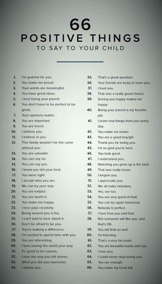 a poster with the words 66 positive things to say to your child