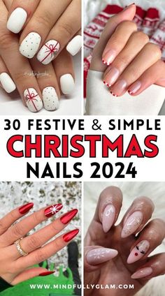 simple christmas nails 2024 Christmas Nails Acrylic Neutral, Simple Christmas Nails Sparkle, Holiday Nails Ideas Christmas, Christmas Short Shellac Nails, Nail Design Ideas Christmas, Nail Art Design For Christmas, Non Acrylic Christmas Nails, Xmas Sns Nails, Easy Holiday Gel Nails