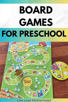 a board game for preschool with the words, board games for preschool