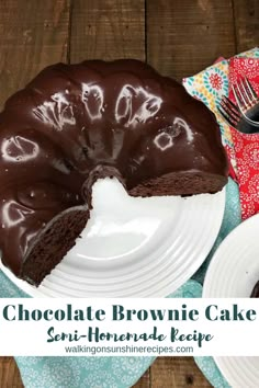 a chocolate brownie cake on a white plate