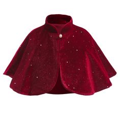 The perfect addition to her winter wardrobe, this elegant Baby Girl Solid Color Christmas Beautiful Shawl Cape Party Clothes will keep your little girl warm and stylish. Crafted from soft and cozy knit fabric, this cape features a delicate bow detail for a touch of couture. With its luxurious texture and timeless design, this shawl is sure to be a treasured heirloom piece. COLOR Red MATERIAL Cotton SEASON Spring, Summer, Autumn, Winter SIZE (AGE) 100 (2-3Y), 110 (3-5Y), 120 (5-7Y), 130 (7-8Y), 1 Kaftan Lace, Princess Cape, Red Velvet Jacket, Toddler Outerwear, Girls Cape, Velvet Cape, Dubai Abaya, Red Cape, Dress Muslim