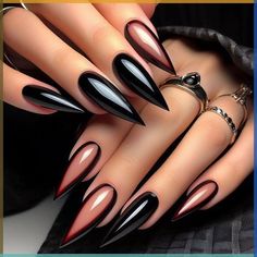 Aug 192024This Pin was discovered by LucyDiscover (and saveyour own Pins on Pinterest Halloween Pointy Nail Designs, Black Nails Ideas Stiletto, Dark Nail Inspo Acrylic, Spooky Chrome Nails, Dark Coffin Nail Ideas, Black Nail Inspo Coffin, Witch Nail Designs, Halloween Stiletto Nails Design, Pretty Stiletto Nails