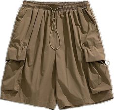 Baggy Outdoor Shorts With Pockets, Brown Summer Shorts For Outdoor, Solid Knee-length Athletic Shorts With Pockets, Brown Summer Cargo Shorts, Summer Brown Cargo Shorts, Brown Cargo Shorts For Summer, Solid Color Shorts With Multiple Pockets, Brown Cargo Shorts With Pockets, Solid Shorts With Multiple Pockets