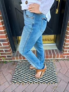 Boyfriend style jeans. More rigid in the front and stretchy in the back. 29.5" Inseam, 10.5" Rise Front: 71% Cotton and 29% Lyocell, Back: 76.2% Cotton, 22.5% Poly, and 1.3% Spandex What is a boyfriend jean: Boyfriend jeans are casual, relaxed-fit denim pants inspired by the look of borrowed menswear. They typically have a loose fit through the thighs and waist, creating a slouchy, baggy silhouette. While high-waisted versions exist, they traditionally sit lower on the waist for a more authentic What Is A Boyfriend, Gauze Clothing, Dress With Shawl, Jean Boyfriend, Boyfriend Jean, Linen Jackets, A Boyfriend, Style Jeans, Boutique Homes