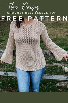 the easy crochet bell sleeve top free pattern