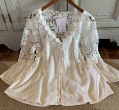 #ad Top Rated M New Boho White Lace CottageCore Peasant Vtg 70s Top Blouse Womens Size MEDIUM, Fashion women's top Lace Cottagecore, Tribe Design, 70s Tops, Lagenlook Clothing, Morning Dress, Bohemian Blouse, Clothing Studio, Romantic Tops, Romantic Blouses