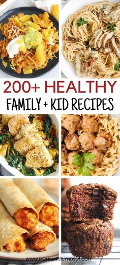 healthy family and kid meals with text overlay