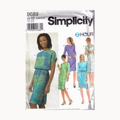 a woman's dress and top sewing pattern, with the words simpl city on it