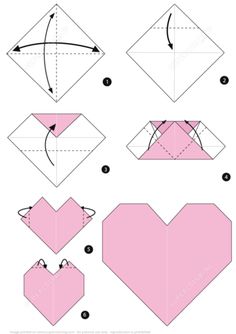 how to make an origami heart with paper step by step instructions for kids