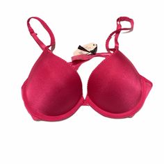 Victoria’s Secret Push Up Bra Cups: 92% Polyester 8% Spandex Wings: 81% Nylon 19% Spandex Exclusive Of Trims Fitted Victoria's Secret Bra, Spring Padded Stretch Bra, Stretch Pink Padded Bra, Red Stretch Bra With Padded Cups, Red Stretch Push-up Bra, Stretch Lined Push-up Bra, Stretch Push-up Bra With Lined Body, Stretch Push-up Bra For Spring, Spring Stretch Push-up Bra