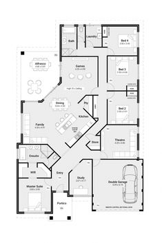 the floor plan for a home with three bedroom and two bathrooms, including an attached garage