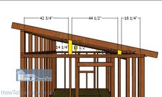 an image of a house being built with measurements for the roof and wall framing on it