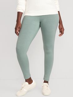 The leggings you love just got better! Now with a heavier-knit fabric and a thicker, more supportive waistband.  Elasticized high-rise waistband.  Soft-washed cotton jersey, with comfortable stretch.  Tag-free label inside back waist for added comfor Casual Leggings With Comfort Waistband, Versatile Leggings With Comfort Waistband, Ankle-length Elastane Leggings For Loungewear, Casual Tight Bottoms For Yoga, Casual Snug-fit Bottoms For Yoga, Stretch Green Leggings With Elastic Waistband, Green Stretch Leggings With Elastic Waistband, Non-stretch Full-length Versatile Leggings, Comfort Stretch Casual Leggings For Yoga