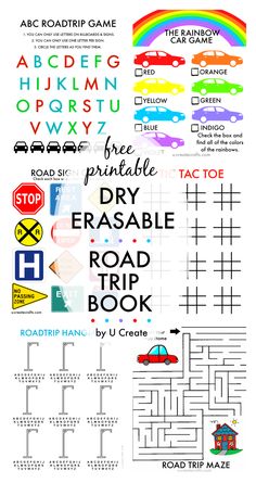 the road trip book is filled with cars and letters