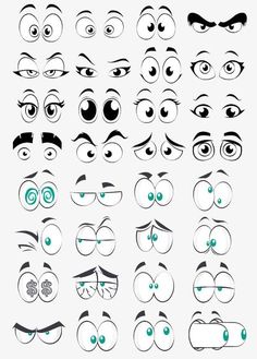 cartoon eyes with different expressions and shapes for the character in the game, which is also used