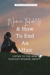 a woman sitting on top of a grass covered hill with the words women's identity and how to end an affair