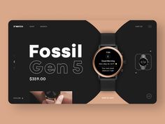 the fossil gen 5 smart watch is on display in front of a black and pink background