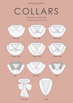 different types of collars are shown on this page, with the names below them