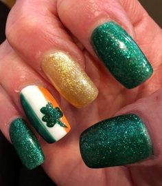 Ireland Nails Designs, Irish Flag Nails, St Patrick's Day Nails Design, Ireland Nails, March Nails Ideas St. Patrick's Day, Saint Patricks Day Nails, St Pats Nails, St Patricks Day Nails Simple, Eid Nails