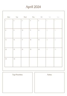 This is a calendar for the month of April 2024. 

This is a printable April planner to manage your month and to help achieve your goals. Just download, print and get started right away.

Your purchase includes 4 PDF files.
A4 Size: Monday Start April 2024 Calendar (1 Page)
A5 Size: Monday Start April 2024 Calendar (1 Page)
Letter Size: Monday Start April 2024 Calendar (1 Page)
Half Letter Size: Monday Start April 2024 Calendar (1 Page)
+ Gift File ( To Do List )