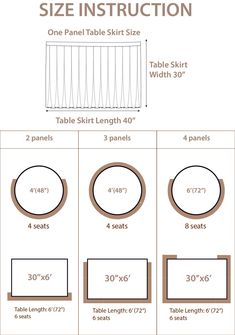 the measurements and sizes of table linens