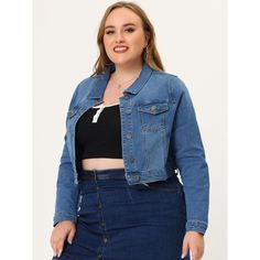 Elevate your style with the Agnes Orinda Women's Plus Size Cropped Denim Jacket. This chic piece is a must-have for any fashion-forward wardrobe, blending classic denim with a contemporary cropped cut.

- Material: High-quality denim
- Color: Denim Blue
- Size: 2X
- Gender: Female
- Age Group: Adult
- Features: Long sleeves, cropped length

Crafted for versatility, this jacket pairs effortlessly with both casual and formal ensembles, making it perfect for any occasion. Its durable denim ensures Winter Medium Wash Cropped Jacket, Winter Cropped Denim Blue Jacket, Cropped Medium Wash Denim Jacket For Winter, Winter Cropped Denim Jacket In Medium Wash, Winter Cropped Medium Wash Denim Jacket, Dark Wash Cropped Denim Top For Fall, Cropped Dark Wash Denim Top For Fall, Cropped Medium Wash Denim Vest For Fall, Cropped Denim Top For Fall