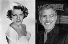 an old black and white photo of a smiling woman next to the same image of a man in a tuxedo