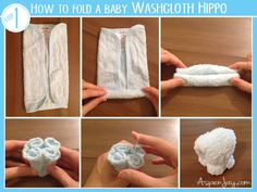 how to fold a baby washcloth hippo - step by step instructions for beginners