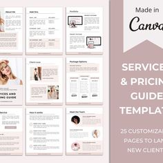 a brochure is shown with the words, service and pricing guide templates