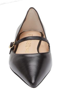 A pointy toe sharpens the silhouette of this classic leather mary jane flat refined by its elegantly minimalist design. Leather and synthetic upper/leather lining and sole Made in Spain Leather Mary Jane Flats, Mary Jane Flats, Leather Mary Janes, Fabric Gift Bags, Fabric Gifts, Classic Leather, Print Gifts, Womens Flats, Stuart Weitzman