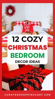 christmas bedroom decor with red and green accents