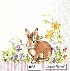 an image of a rabbit with flowers on its head