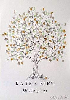 an image of a tree with leaves on it's branches and the words, kate & kirk