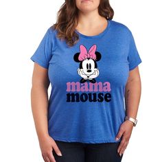 She will love showing off her style with this Disney's Minnie Mouse Plus Mama Graphic Tee. © Disney FEATURES Short sleeves CrewneckFABRIC & CARE Solid Color: Cotton ; Heather Colors: Cotton/Polyester Machine wash Imported Size: 3X. Color: Heather Royal Blue. Gender: female. Age Group: adult. Minnie Mouse Tops For Disney Fan Events, Fun Mickey Mouse T-shirt, Playful Blue Mickey Mouse Top, How To Show Love, Blue Gender, Her Style, Gender Female, Minnie Mouse, Royal Blue