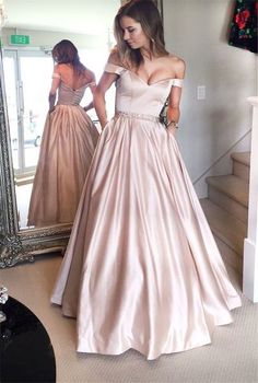 Pink Satin Prom Dress, Sukienki Maksi, Formal Dresses Graduation, Senior Prom Dresses, Prom Dresses 2017, Prom Dresses With Pockets, Simple Prom Dress, Pink Prom Dress, Graduation Dresses